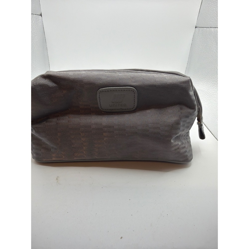Vintage United Airlines First Class Amenity Kit Grey Checkered Dopp Bag Travel